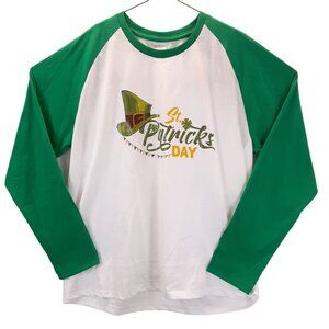 NWOT Shirt Womens XL Long Sleeve White Green Happy St. Patricks Day Holiday